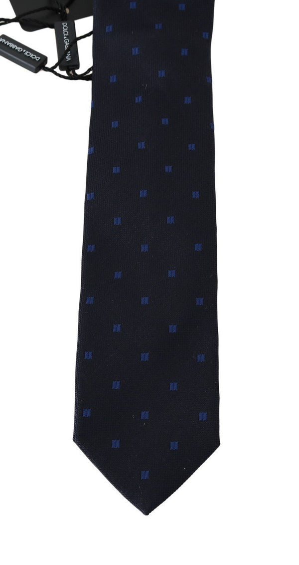 Dark Blue Silk Patterned Classic Tie