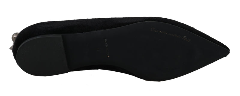 Black Velvet Heart Ballet Flats