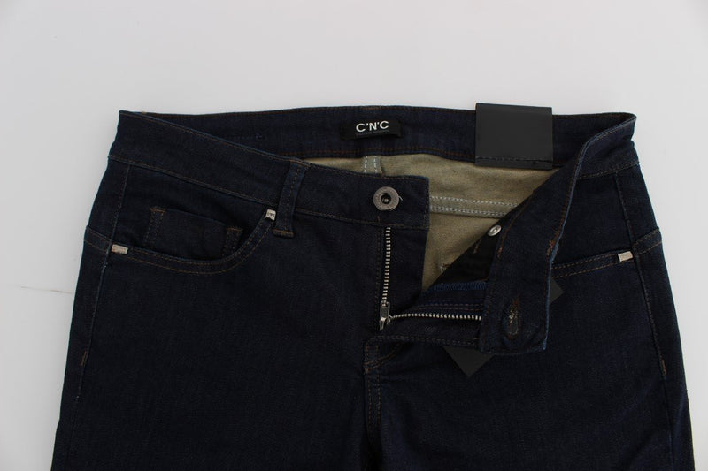 Blue Cotton Blend Slim Fit Jeans