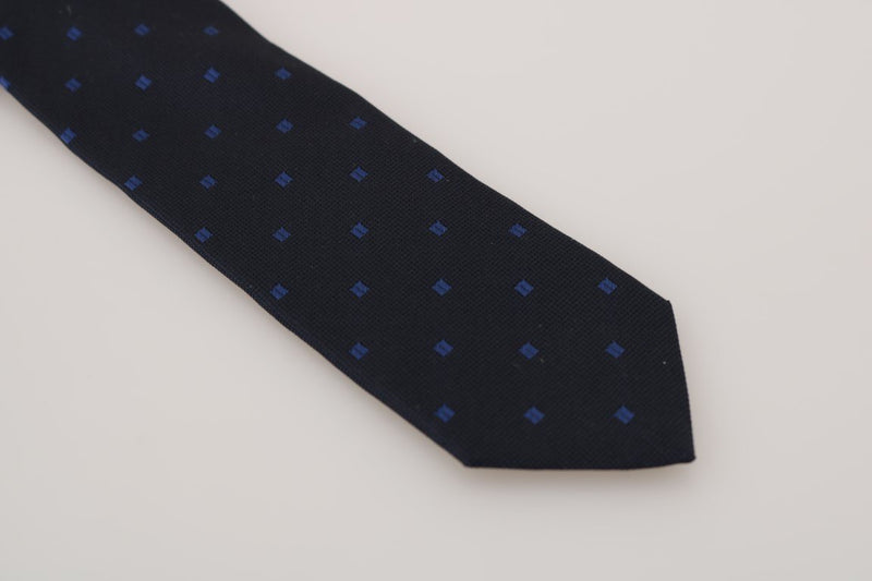 Dark Blue Silk Patterned Classic Tie