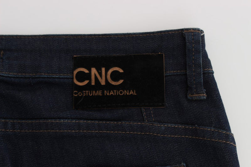 Blue Cotton Blend Slim Fit Jeans