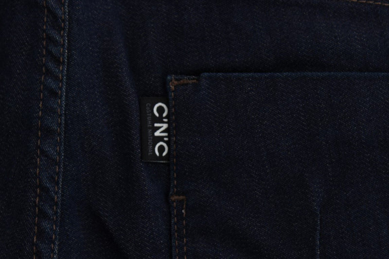 Blue Cotton Blend Slim Fit Jeans