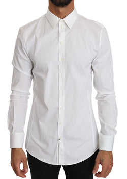 White Cotton Stretch SICILIA Slim Shirt