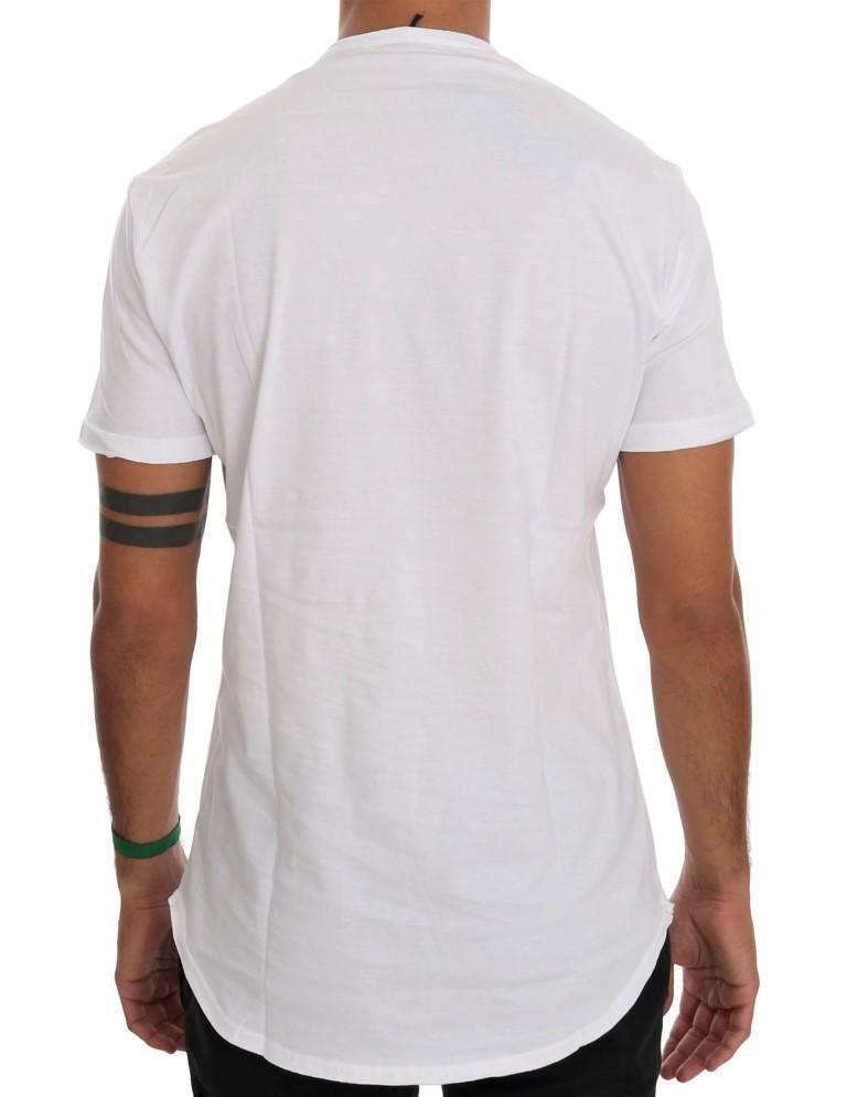 White Cotton V-neck T-Shirt