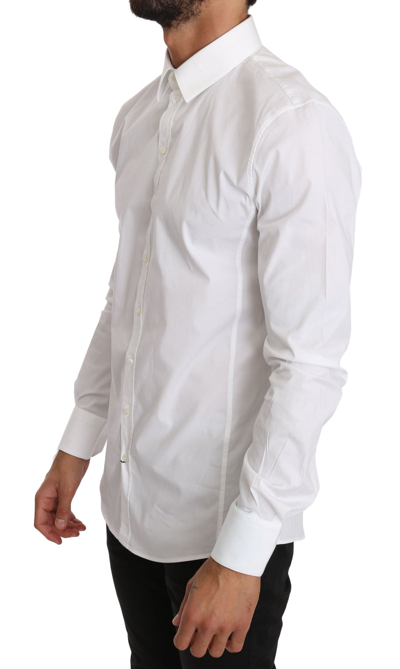 White Cotton Stretch SICILIA Slim Shirt