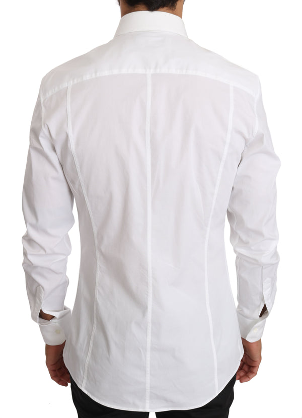 White Cotton Stretch SICILIA Slim Shirt