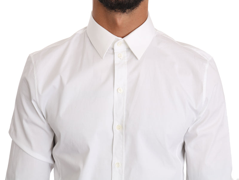 White Cotton Stretch SICILIA Slim Shirt