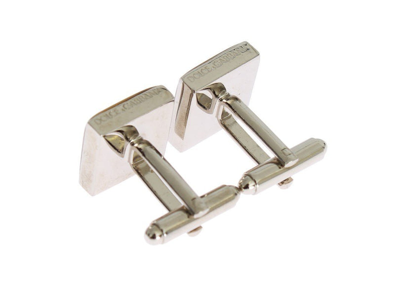 Silver Brass Square Green Stone Cufflinks