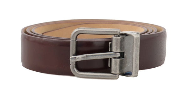 Bordeaux Leather Gray Buckle Belt