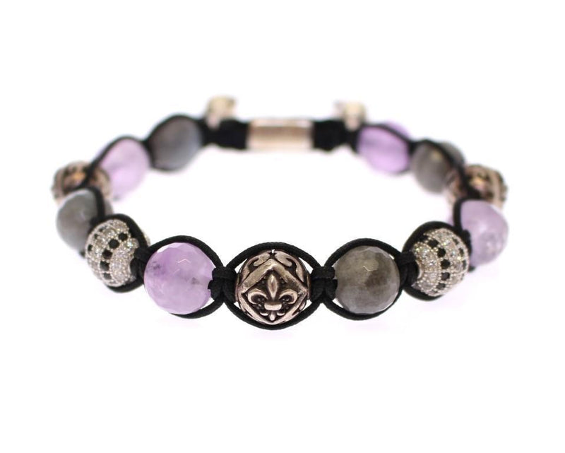 Labrodite Amethyst Black CZ 925 Silver Bracelet