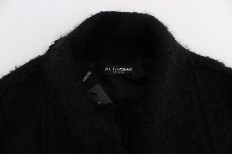 Black Wool Mohair Coat Jacket