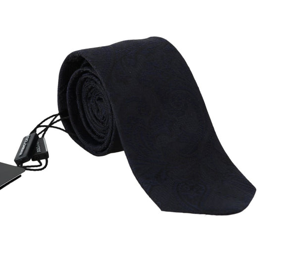 Black Silk Blue Pattern Tie