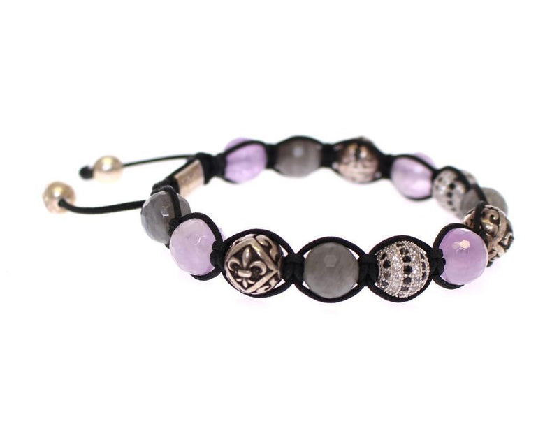 Labrodite Amethyst Black CZ 925 Silver Bracelet