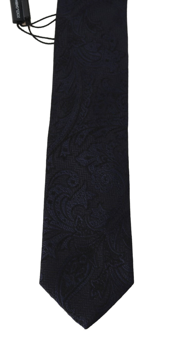 Black Silk Blue Pattern Tie