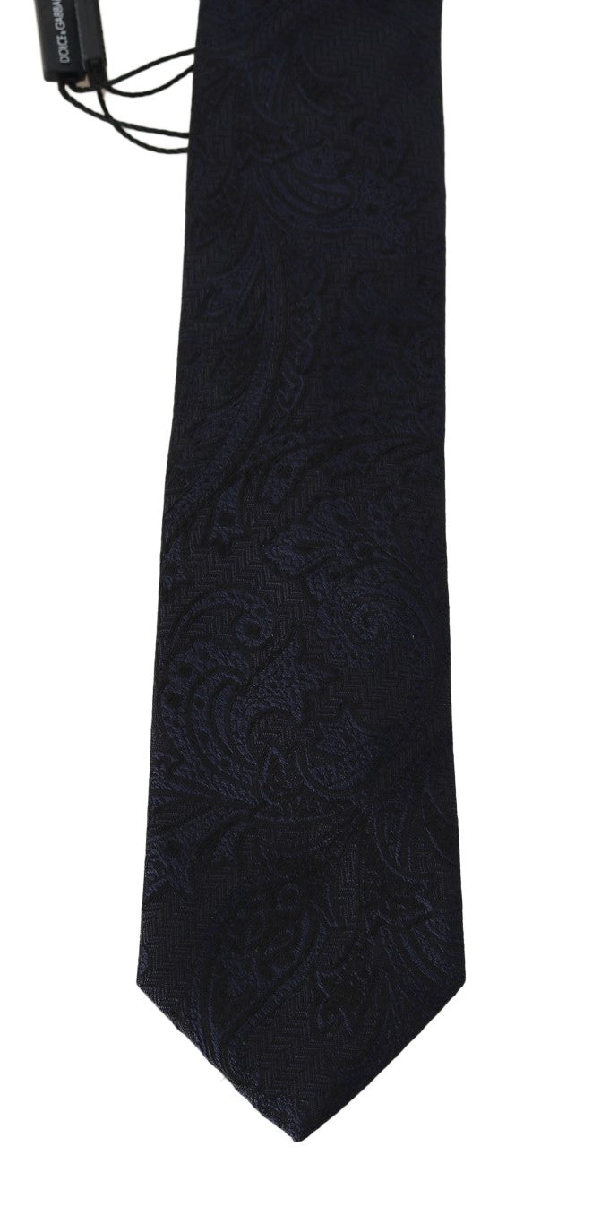 Black Silk Blue Pattern Tie