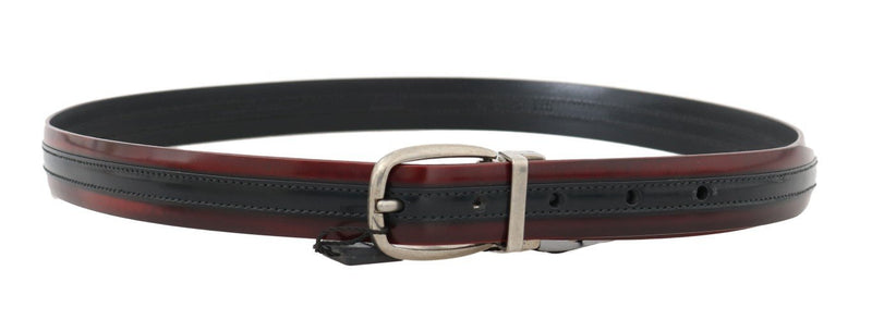 Black Bordeaux Leather Silver Buckle Belt