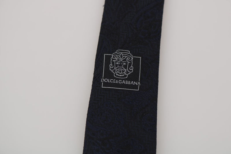Black Silk Blue Pattern Tie