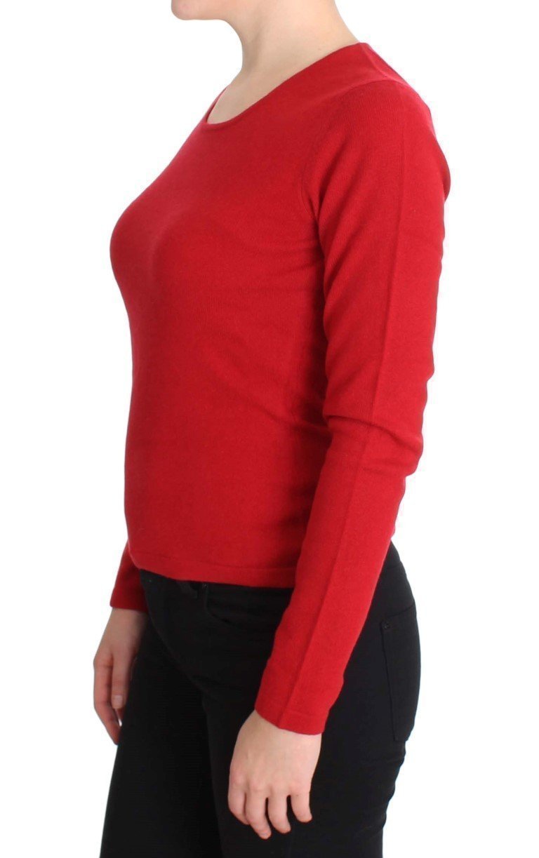Red Cashmere Crewneck Pullover Sweater