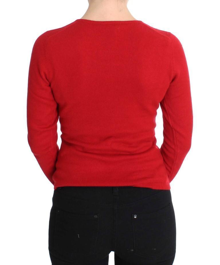 Red Cashmere Crewneck Pullover Sweater