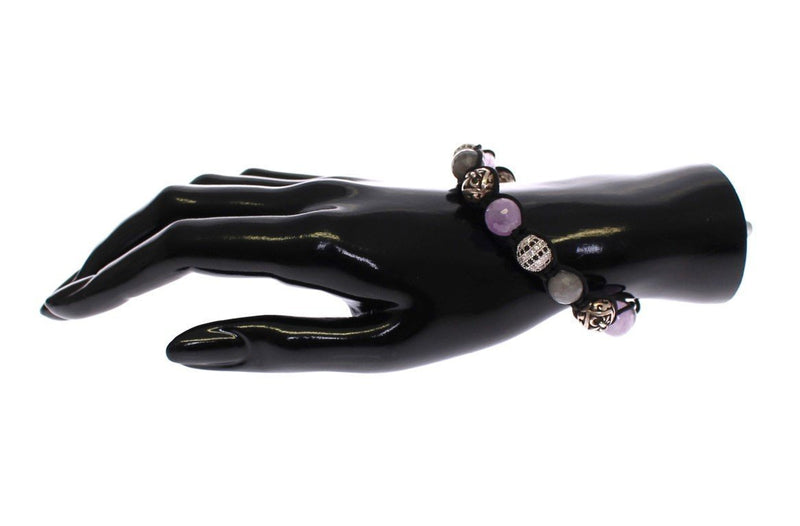 Labrodite Amethyst Black CZ 925 Silver Bracelet