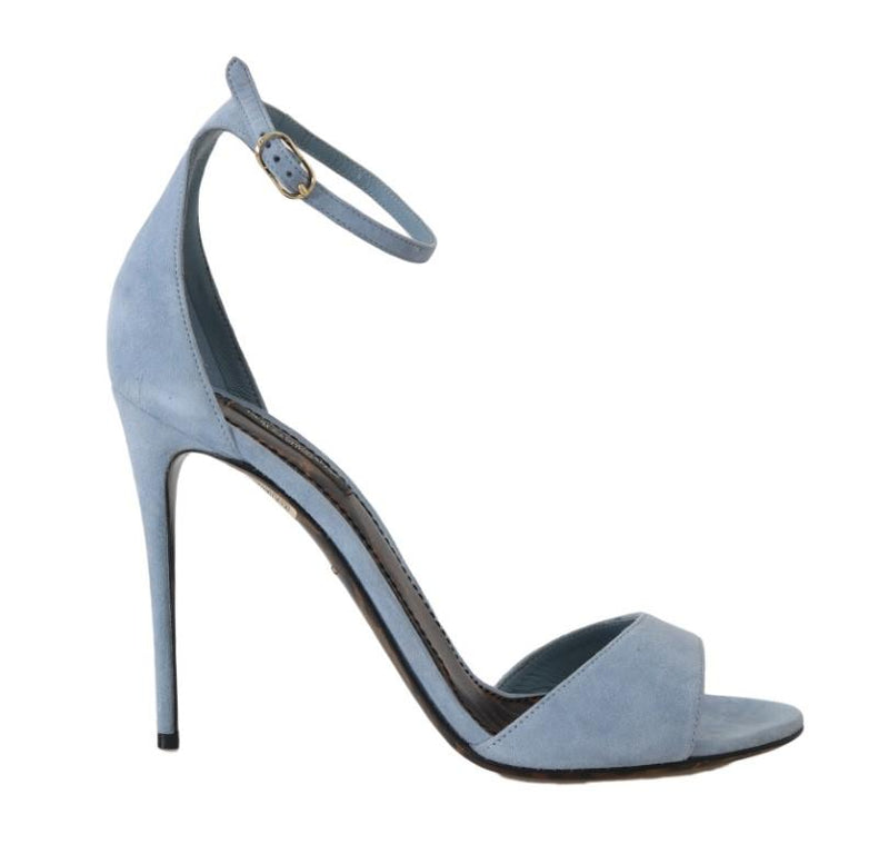 Blue Suede Stiletto Heels Sandal