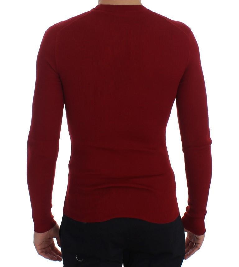 Red Cashmere Ribbed Pullover Sweater