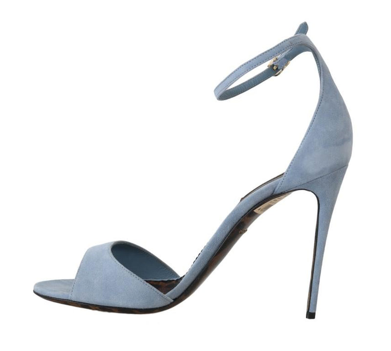 Blue Suede Stiletto Heels Sandal