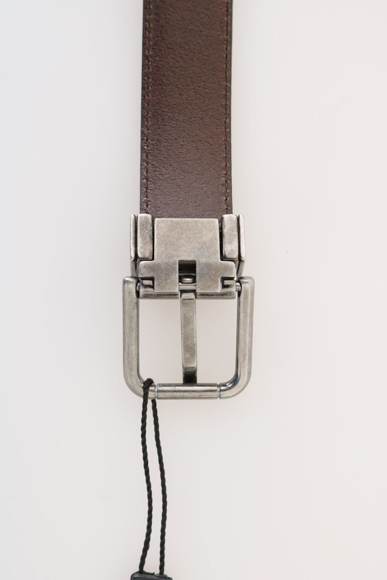 Blue Perforated Leather Gray Buckle Belt