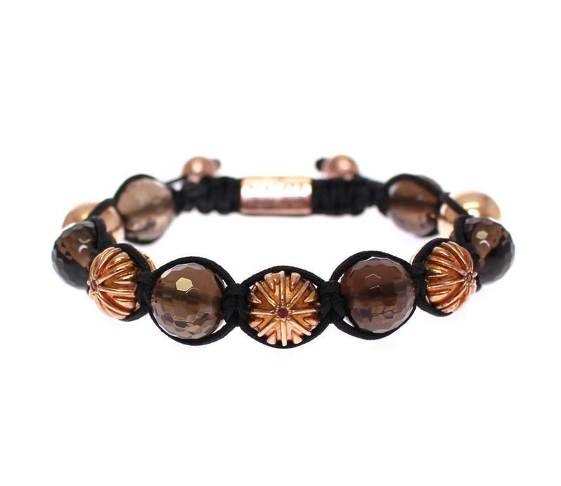 Smoky Quartz 18K Gold Plated 925 Silver Bracelet