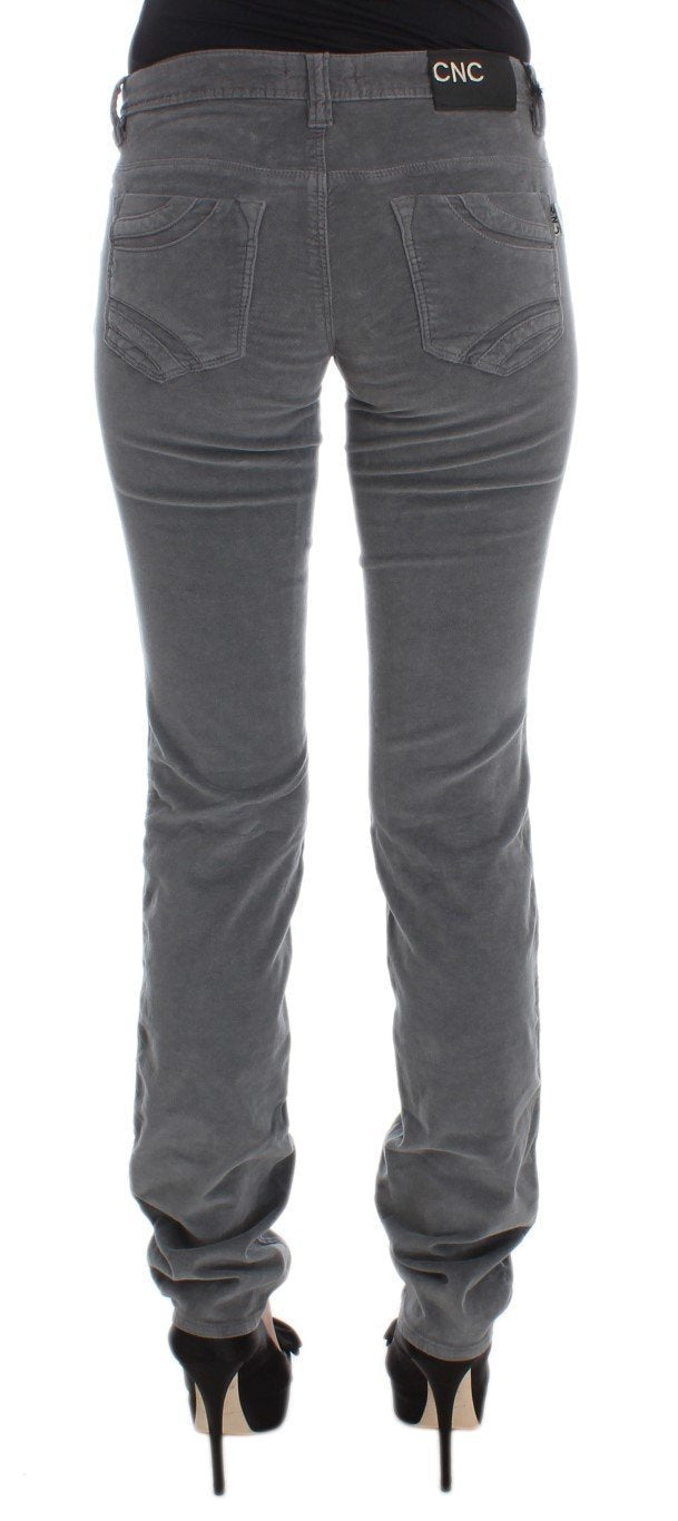 Gray Cotton Super Slim Corduroys Jeans