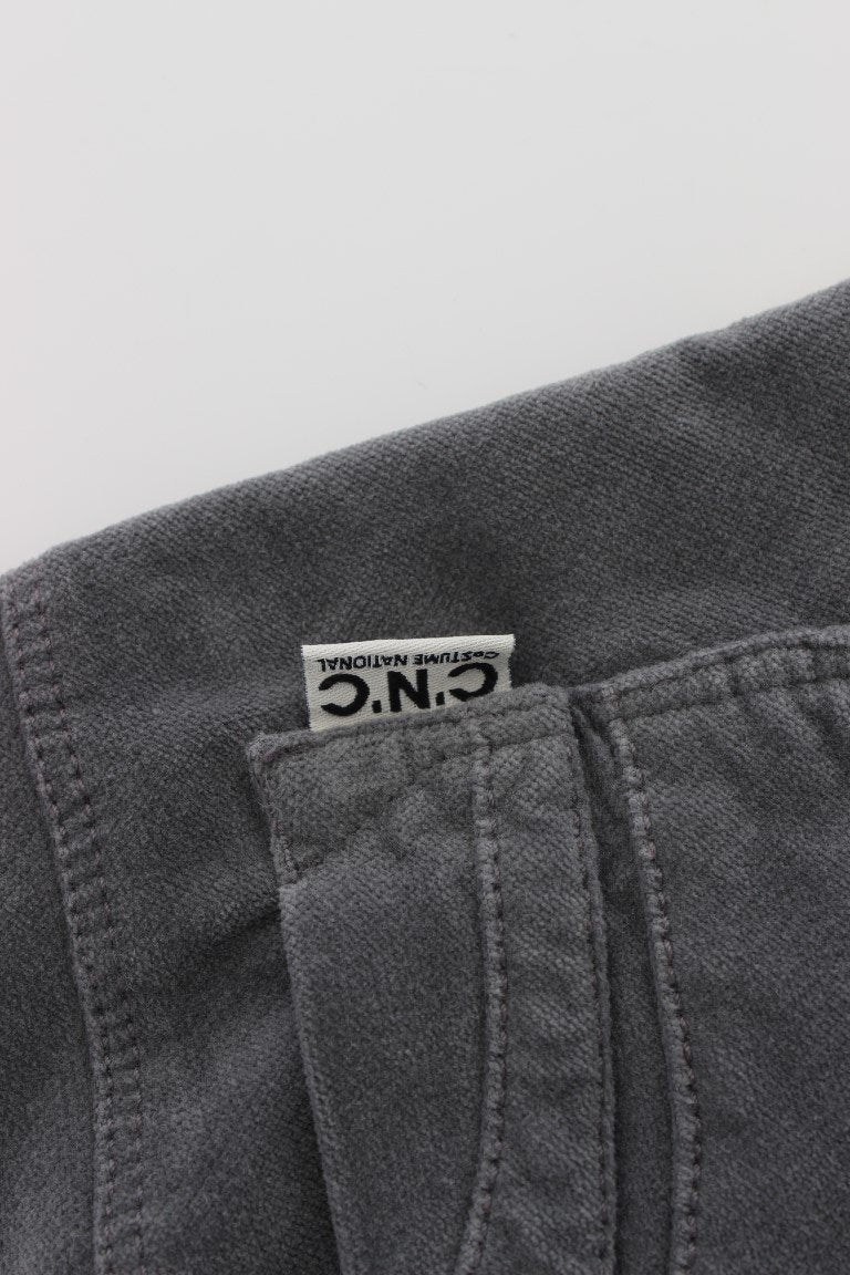 Gray Cotton Super Slim Corduroys Jeans