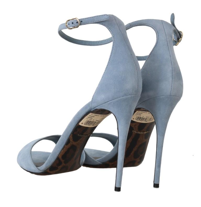 Blue Suede Stiletto Heels Sandal