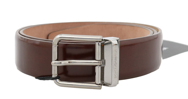 Brown Leather Silver Buckle Belt