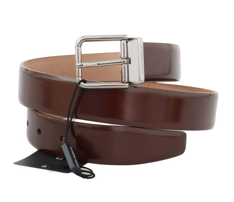 Brown Leather Silver Buckle Belt