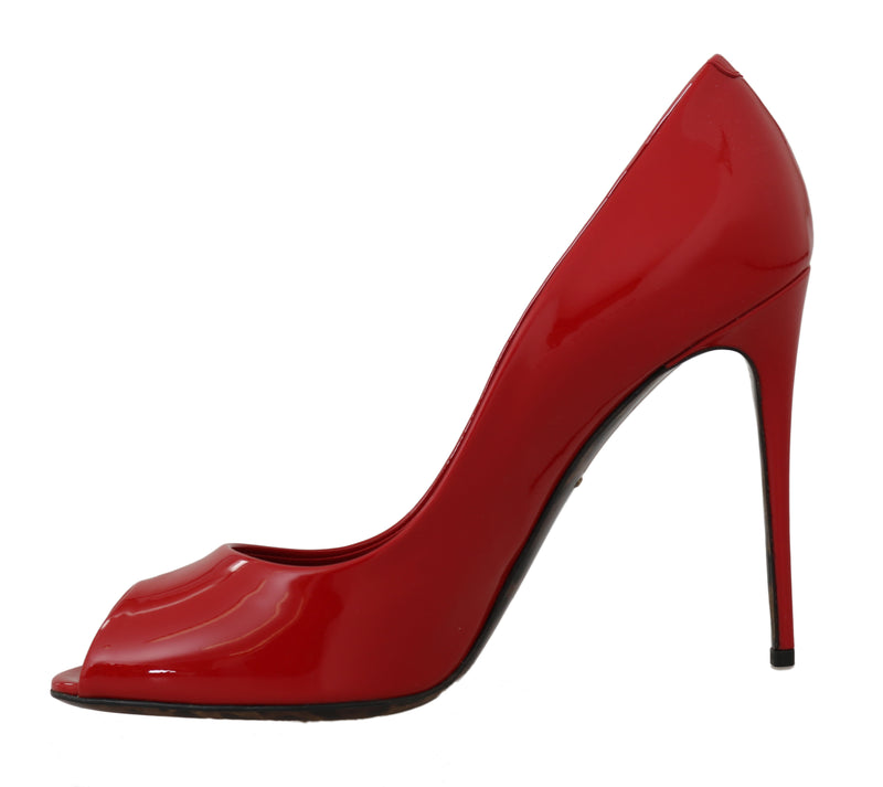 Red Leather Stiletto Open Peep Toe