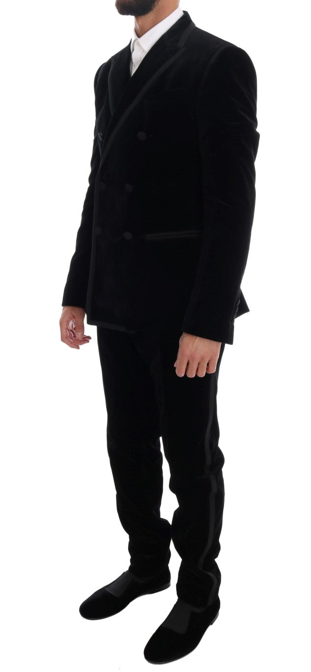 Black Velvet Double Breasted Slim Suit