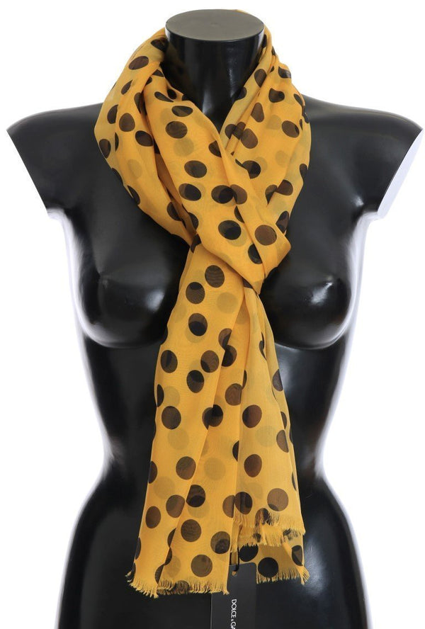 Yellow Black Polka Dotted Scarf