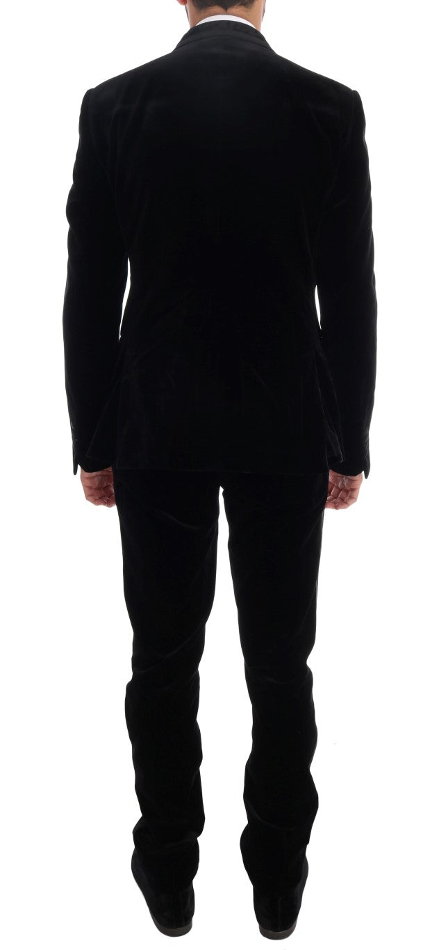 Black Velvet Double Breasted Slim Suit