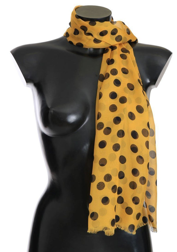 Yellow Black Polka Dotted Scarf