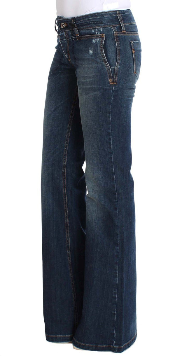 Blue Cotton Flare Boot Cut Jeans