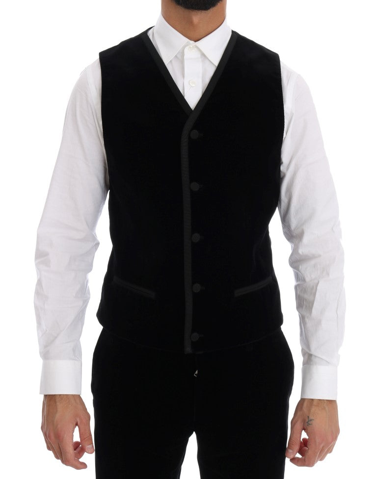 Black Velvet Double Breasted Slim Suit