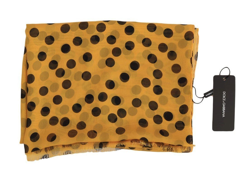 Yellow Black Polka Dotted Scarf