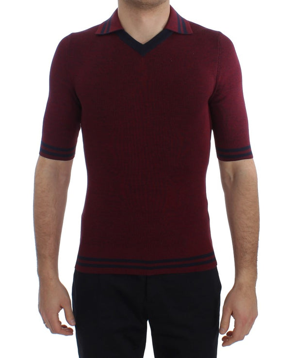 Bordeaux Silk Polo Short Sleeve T-shirt