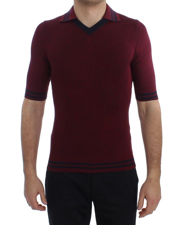 Bordeaux Silk Polo Short Sleeve T-shirt