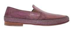 Purple Leather Slip Loafers Moccasins