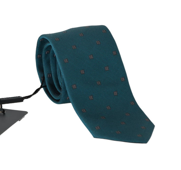 Aquamarine Silk Gray Pattern Tie