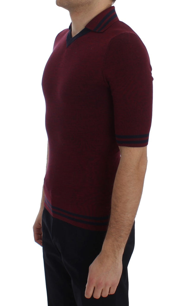 Bordeaux Silk Polo Short Sleeve T-shirt