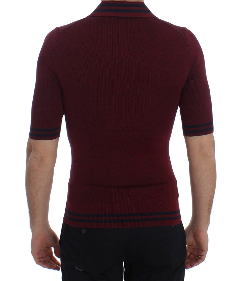 Bordeaux Silk Polo Short Sleeve T-shirt