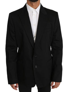 Black Cotton Stretch Slim Blazer Jacket