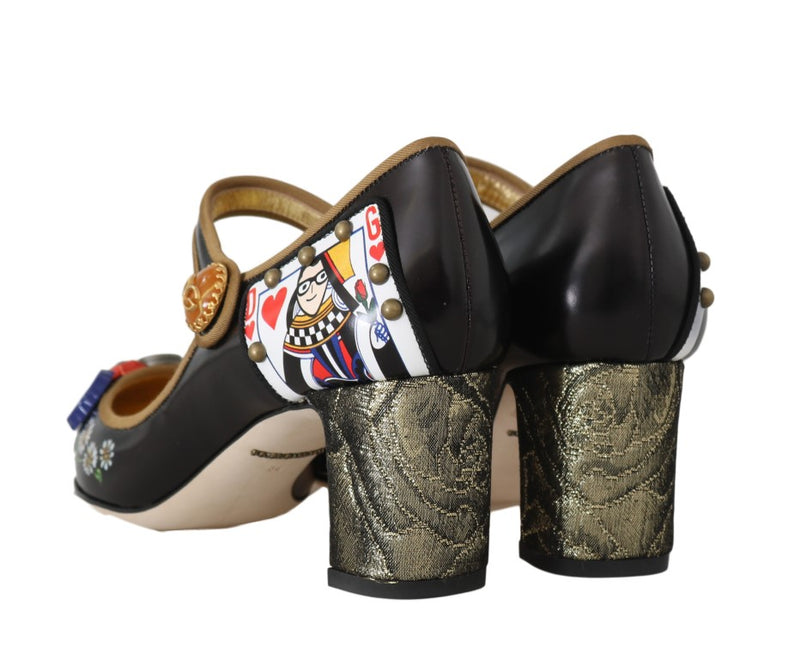 Black Crystal Hand Painted Mary Janes Shoes